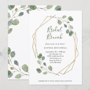 Eukalyptus Greenery Geometric Bridal Brunch Einladung