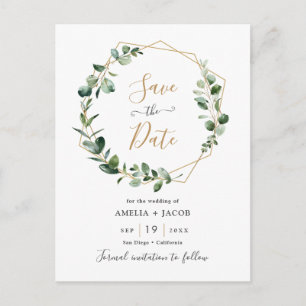 Eukalyptus Greenery Geometric Frame Save the Date Postkarte