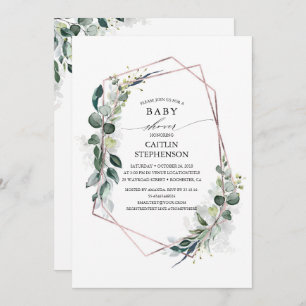 Eukalyptus Greenery Geometric Modern Baby Shower Einladung