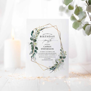 Eukalyptus Greenery Geometric Modern Birthday Einladung