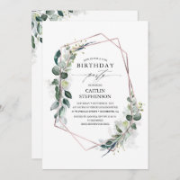 Eukalyptus Greenery Geometric Modern Birthday