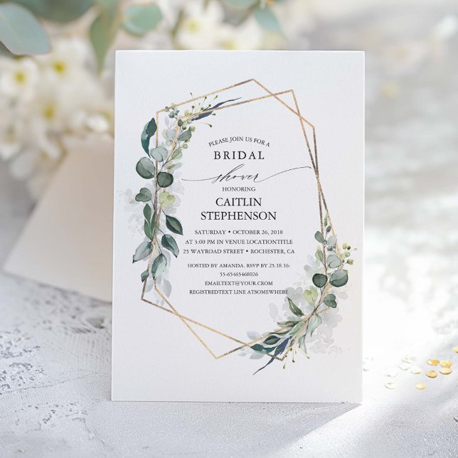 Eukalyptus Greenery Geometric Modern Brautparty Einladung (Greenery Modern Bridal Shower Invitation)