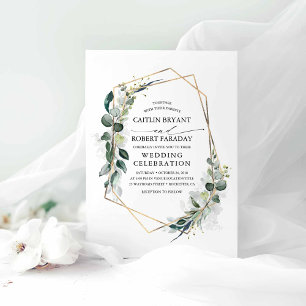 Eukalyptus Greenery Geometric Modern Wedding Einladung