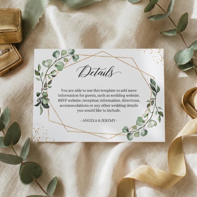 Eukalyptus Greenery Geometric Wedding Details Begleitkarte (Von Creator hochgeladen)