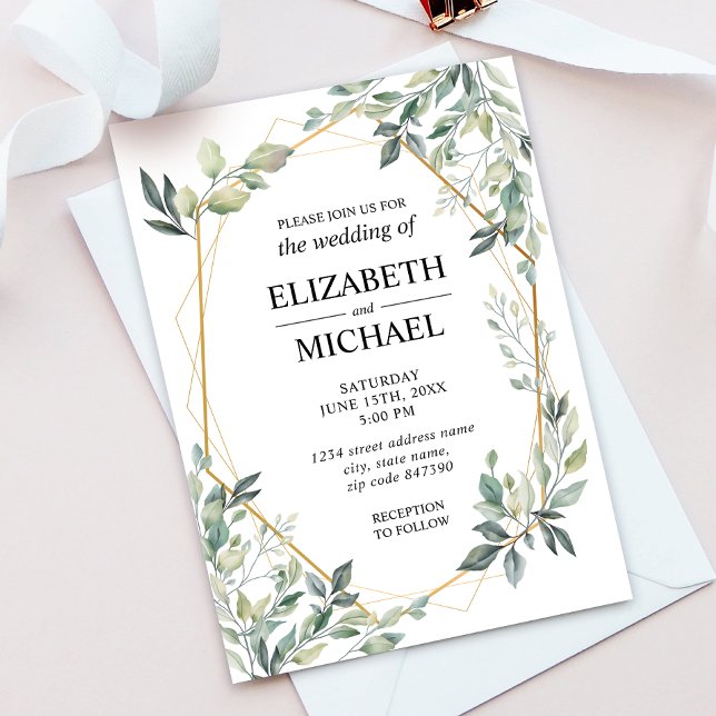 Eukalyptus Greenery Geometric Wedding Einladung (Von Creator hochgeladen)