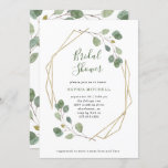 Eukalyptus Greenery | Geometrisches Brautparty Einladung<br><div class="desc">Diese minimalistische und trendige Brautdusche lädt mit schlichten und romantischen Aquarellen Eukalyptus-Blätter und Blattwerk auf einem Imitat goldenen geometrischen Mitte Rahmen ein.</div>