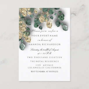 Eukalyptus Greenery Glitzer Gold Foils White Einladung