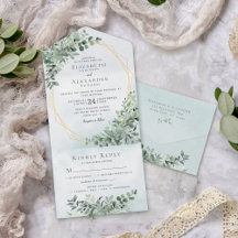 Eukalyptus Greenery Gold All in one Wedding Einlad