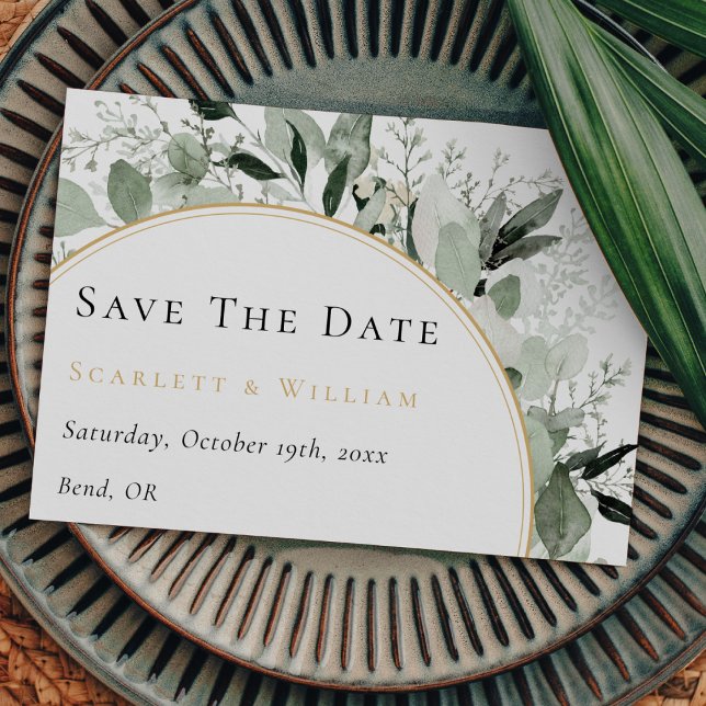 Eukalyptus Greenery Gold Arch Sage Green Wedding Save The Date (Von Creator hochgeladen)