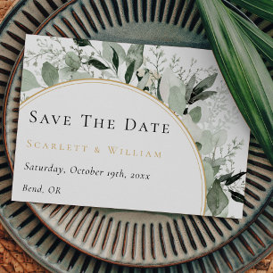 Eukalyptus Greenery Gold Arch Sage Green Wedding Save The Date