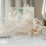 Eukalyptus Greenery Gold Blätter Botanische Hochze Acryleinladungen<br><div class="desc">Schöne Hochzeitseinladung mit Aquarell Eukalyptus und goldenen Blätter.</div>
