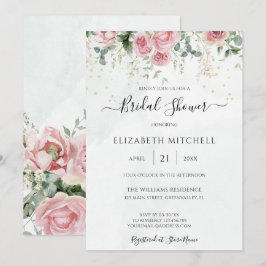 Eukalyptus Greenery Gold Blätter Brautparty Einladung