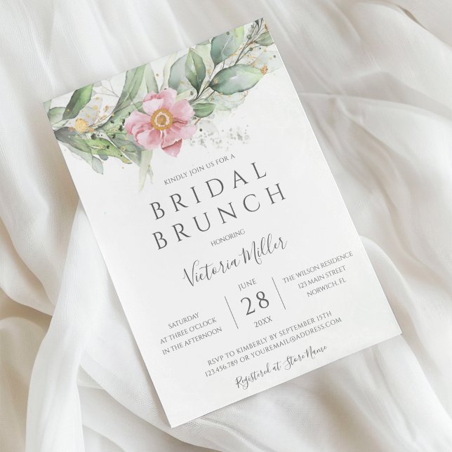 Eukalyptus Greenery Gold Blätter Bridal Brunch Einladung (Von Creator hochgeladen)