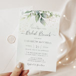 Eukalyptus Greenery Gold Blätter Bridal Brunch Einladung<br><div class="desc">Schöne Brautbrunch Einladung mit Aquarell Eukalyptus und Goldgold Blätter.</div>