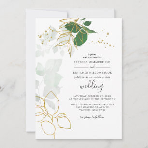 Eukalyptus Greenery Gold Blätter Geometrisches Skr Einladung