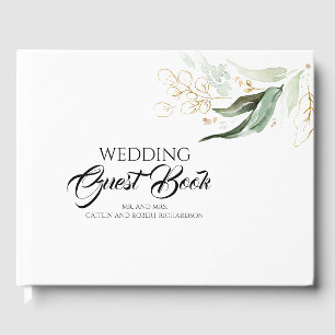 Eukalyptus Greenery Gold Blätter Wedding Gästebuch