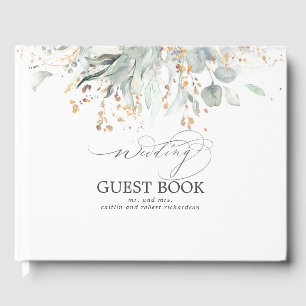 Eukalyptus Greenery Gold Blätter Wedding Gästebuch