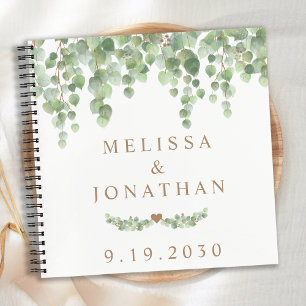 Eukalyptus Greenery Gold Budget Wedding Gästebuch Notizbuch