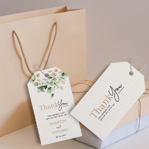 Eukalyptus Greenery & Gold Chic Wedding Vielen Dan Geschenkanhänger