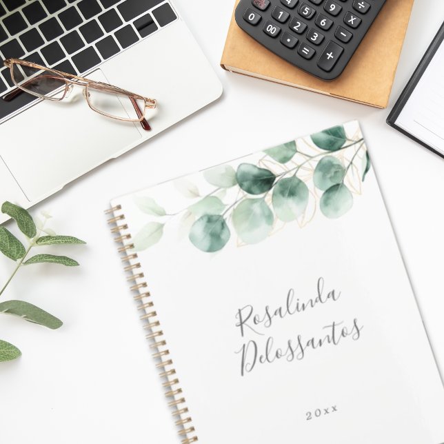 Eukalyptus Greenery Gold Foliage Planer (Watercolor Eucalyptus Greenery Gold Foliage Planner)