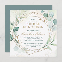 Eukalyptus Greenery Gold Geometric Bridal Luncheon Einladung