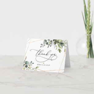 Eukalyptus Greenery Gold Geometric Karte