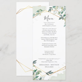 Eukalyptus Greenery Gold Geometric Wedding Menükarte
