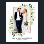Eukalyptus Greenery Gold Gerahmtes Foto Poster<br><div class="desc">Eukalyptus Greenery Gold Frame Wedding Foto Poster - Rustikales Landholz</div>