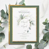 Eukalyptus Greenery Gold Watercolor Moderne Hochze