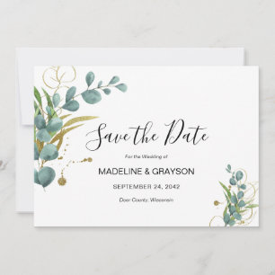 Eukalyptus Greenery Gold Wedding Einladung