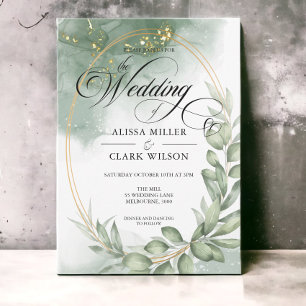 Eukalyptus Greenery Gold Wedding Einladung