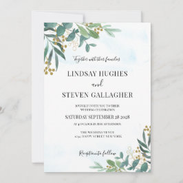 Eukalyptus Greenery Gold Wedding Einladung