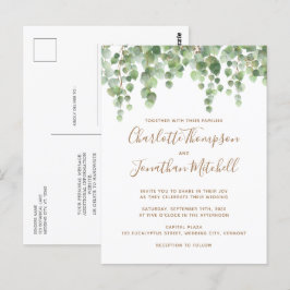 Eukalyptus Greenery Gold Wedding Einladung Postkarte