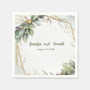 Eukalyptus Greenery Gold Wedding Personalisiert Serviette