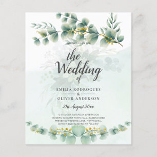 Eukalyptus Greenery Gold WEDDING QR CODE Moderne Flyer