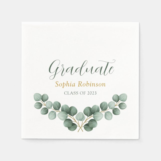 Eukalyptus Greenery Graduation Party Serviette (Vorderseite)
