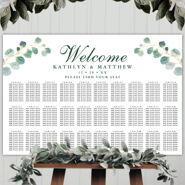 Eukalyptus Greenery Hochzeit 30 Tischsitze Poster (Von Creator hochgeladen)