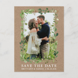 Eukalyptus Greenery Kraft Save the Date Postkarte
