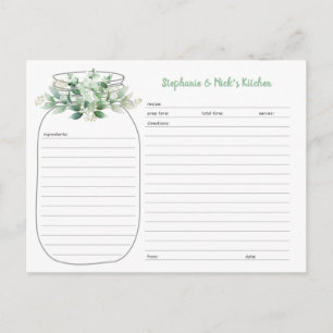 Eukalyptus Greenery Mason Jar Recipe Cards Ankündigungspostkarte
