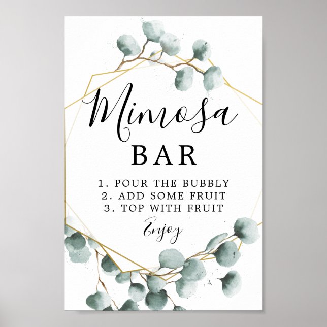 Eukalyptus Greenery Mimosa Bar Sign Poster (Vorne)