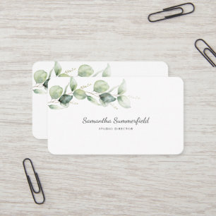 Eukalyptus Greenery Minimalistisch Elegant Script Visitenkarte