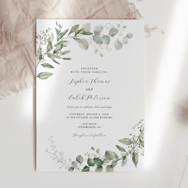 Eukalyptus Greenery Minimalistisch Wedding Einladung (Von Creator hochgeladen)