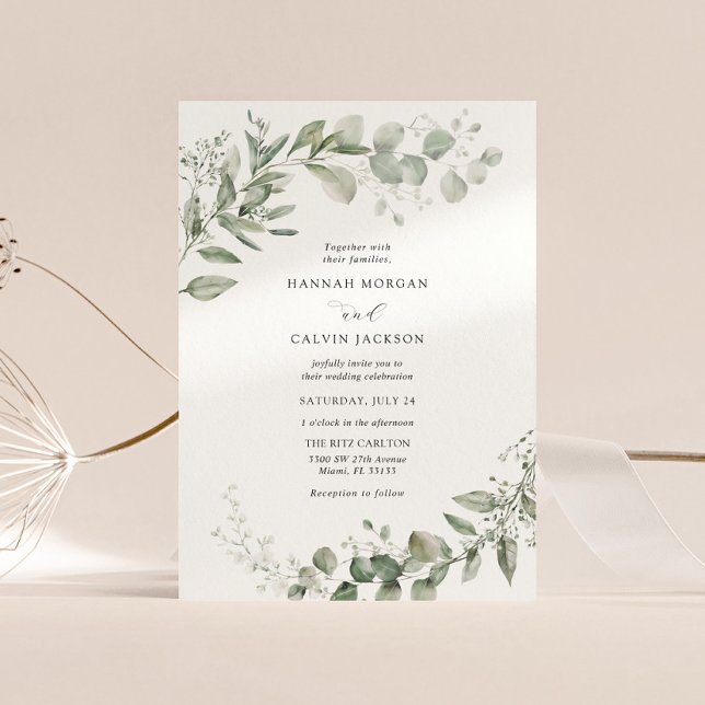 Eukalyptus Greenery Minimalistisch Wedding Einladung (Von Creator hochgeladen)