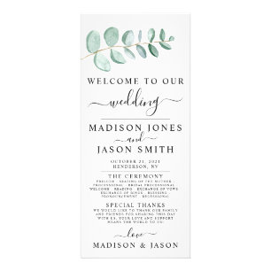 Eukalyptus Greenery Minimalistisch Wedding Program Werbekarte