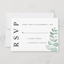 Eukalyptus Greenery Minimalistisch Wedding RSVP Ca
