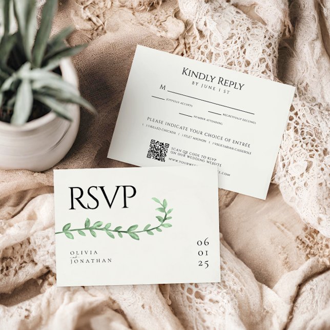 Eukalyptus Greenery Minimalistisch Wedding RSVP Karte (Von Creator hochgeladen)
