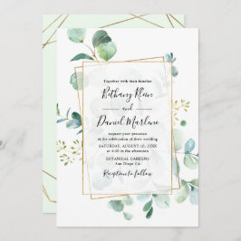 Eukalyptus Greenery mit geometrischem Rahmen Weddi Einladung