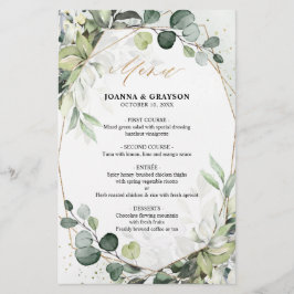 Eukalyptus Greenery Modern Geometric Wedding Menu