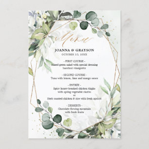 Eukalyptus Greenery Modern Geometric Wedding Menu Menükarte