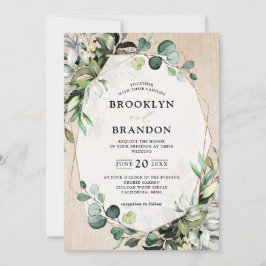 Eukalyptus Greenery Modern Wood Geometric Wedding Einladung